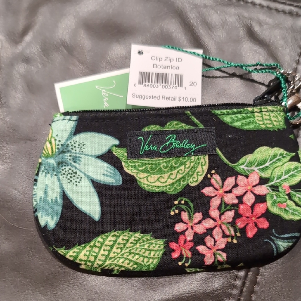 Vera Bradley Black and Green Floral Cosmetic Bag